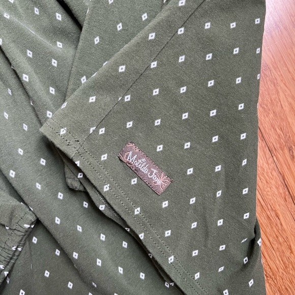 Matilda Jane Green Pin Dot Through Generations Bubble Sleeve Blouse Jersey Knit - Picture 2 of 5